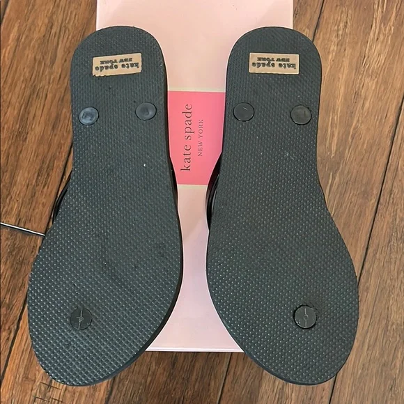 Kate Spade Black Leopard Flip Flops - Picture 2 of 4